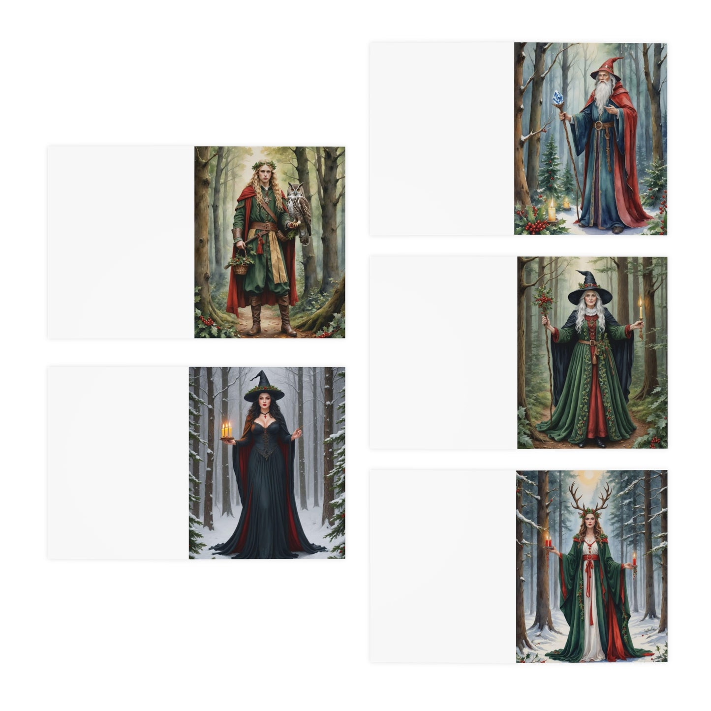 Winter Witches -Multi-Design Greeting Cards (5-Pack)